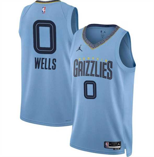 Men%27s Memphis Grizzlies #0 Jaylen Wells Blue 2024 Draft Statement Edition Stitched Jersey Dzhi